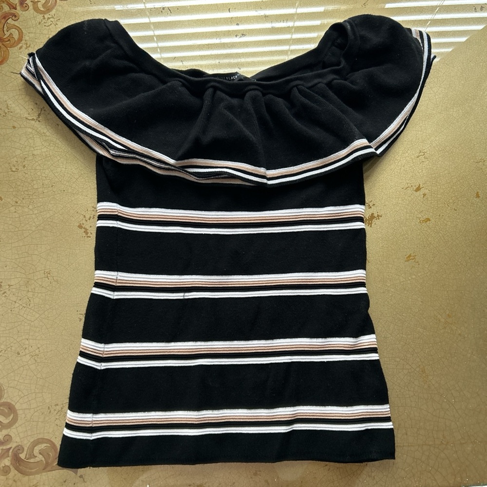 White House Black Market Off-Shoulder Top with Stripes